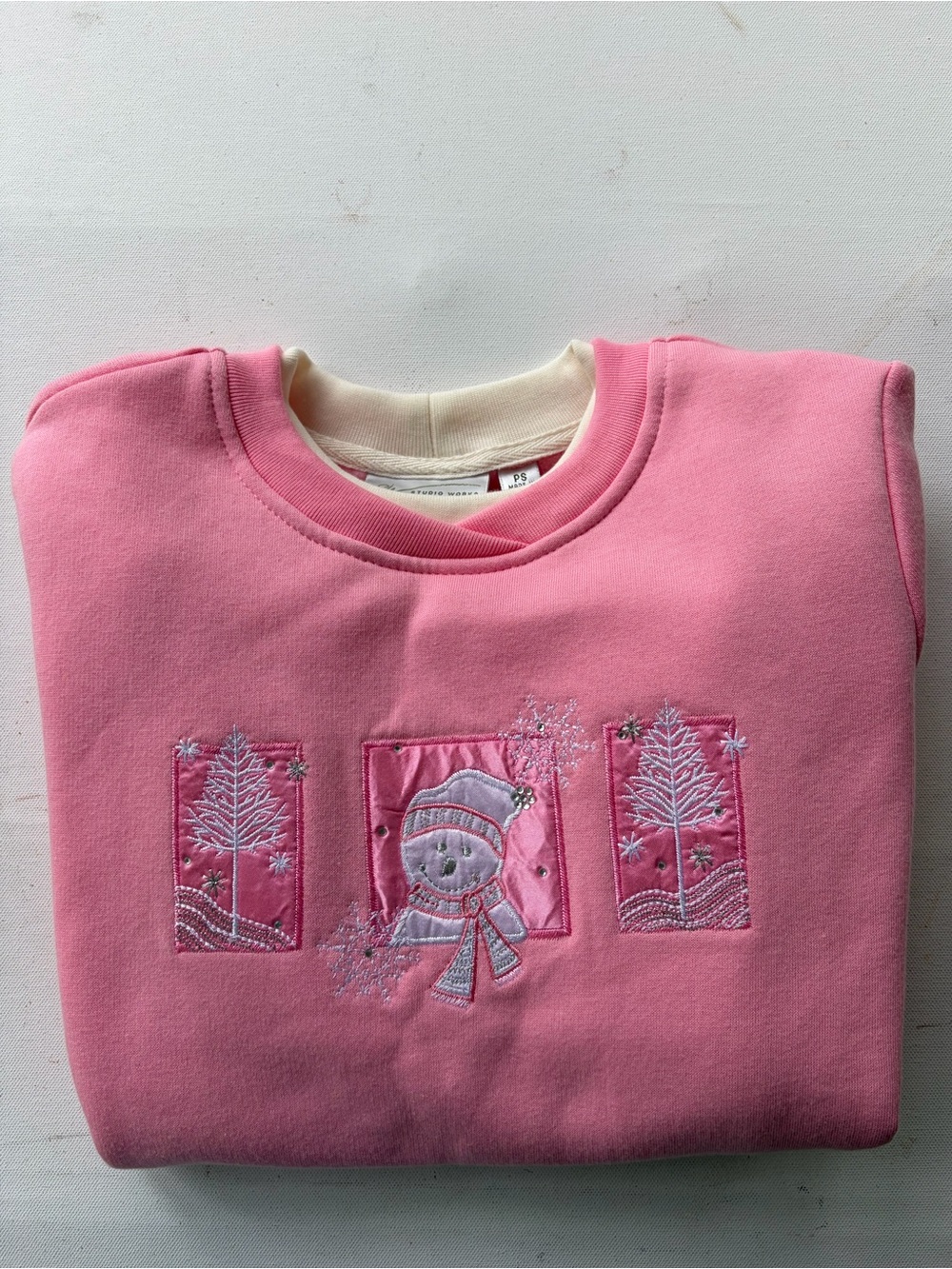 Vintage Studio Works Sport Embroidered Winter Sweatshirt Pink - Picture 7 of 8